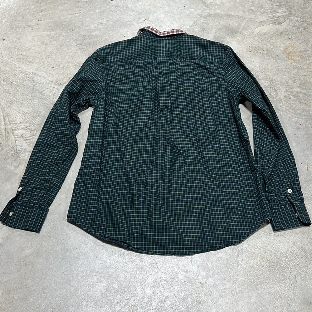 Green checkered‎ shirt w/ red/green checkered collar long sleeve shirt / Size XL - Picture 5 of 7